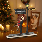 Custom Name Romantic Christmas Couple Gifts - Personalized Wooden Plaque With Flat Stand