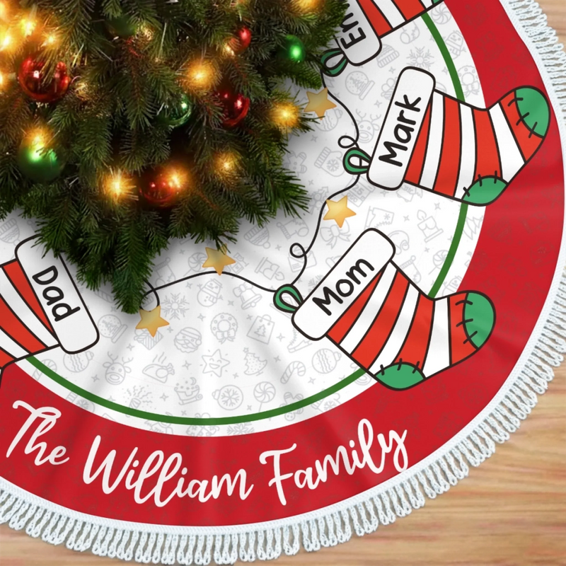 Custom Tree Skirt - Personalized Christmas Birthday Gifts For Mom, Dad, Brother, Sister, Kids - Happiness Circles Our Home
