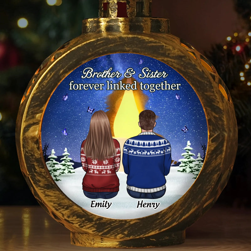 Custom Candlelight Lantern Ornament -  Personalized Christmas Birthday Gifts For Brother, Sister - Shine Through Our Hearts