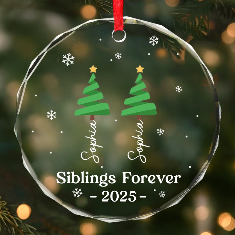 Custom Name Christmas Sibling Gifts - Personalized Glass Ornament