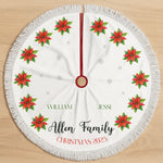 Custom Name Poinsettia Christmas Family Decor - Personalized Tree Skirt