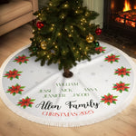 Custom Name Poinsettia Christmas Family Decor - Personalized Tree Skirt