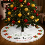 Custom Name Poinsettia Christmas Family Decor - Personalized Tree Skirt