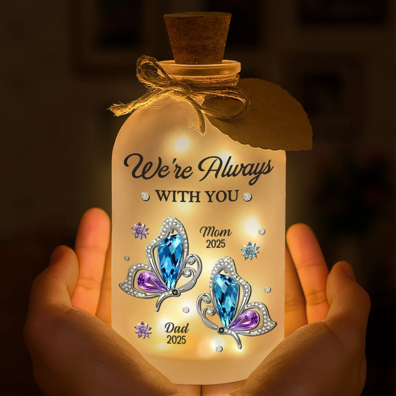 Custom Memorial Butterfly Gifts for Parents - Personalized LED Jar Light