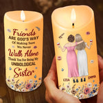 Custom Name Unbiological Sister Gifts - Personalized LED Candle