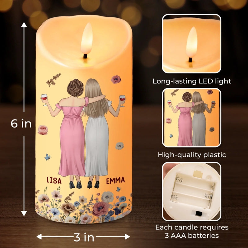 Custom Name Unbiological Sister Gifts - Personalized LED Candle