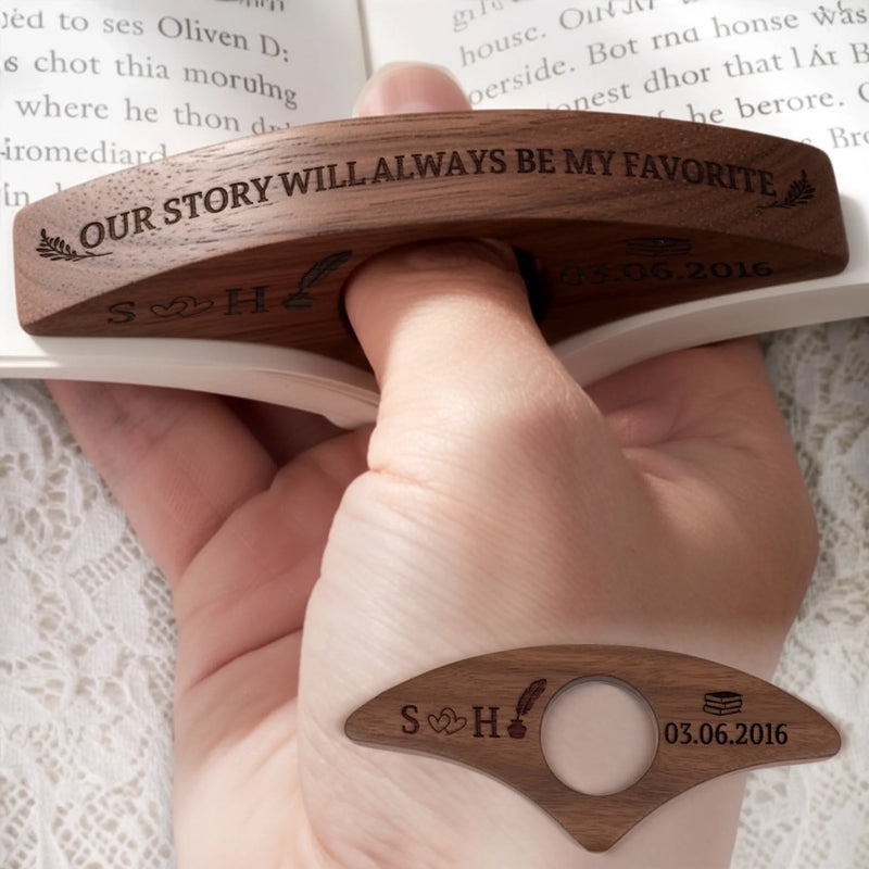 Custom Book Page Holder - Personalized Anniversary Christmas Wedding Gifts For Husband And Wife, Book Lovers, Bookworms - Our Love Reads Like Poetry
