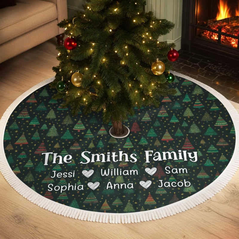 Custom Tree Skirt - Personalized Christmas Birthday Gifts For Mom, Dad, Brother, Sister, Kids - Joy Begins Beneath This Tree
