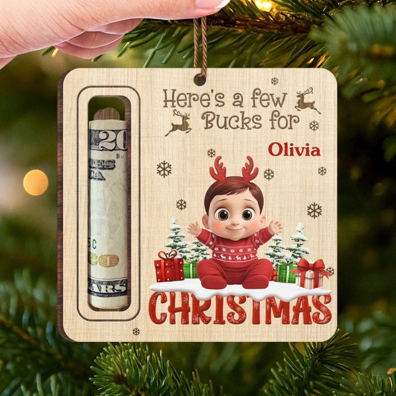 Custom Name Christmas Cash Gift for Kids - Personalized Ornament