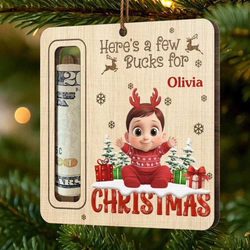 Custom Name Christmas Cash Gift for Kids - Personalized Ornament