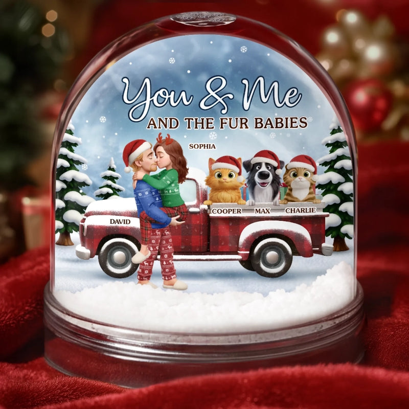 Custom Acrylic Snow Globe - Personalized  Anniversary Christmas Wedding Gifts For Husband And Wife, Dog Cat Lovers, Dog Dad And Mom, Cat Owners - You And Me
