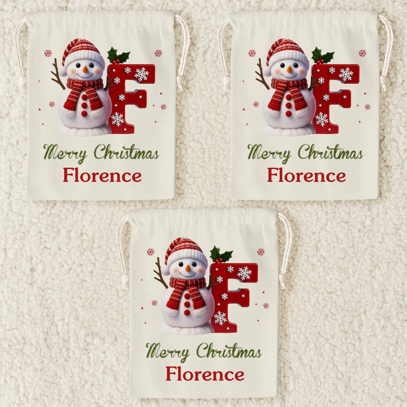 Custom Snowman Favor Bag - Personalized Christmas Birthday Gifts For Kids - Tiny Hands Big Smiles