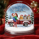 Custom Name Christmas Cat Couple Gifts - Personalized Acrylic Snow Globe