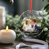 Custom Photo Our First Christmas As Mr & Mrs - Couple Personalized Custom Circle Glass Ornament - New Arrival, Christmas Gift For Husband Wife, Anniversary, First Christmas AMZ
