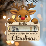 Custom Name Reindeer Christmas Money Gift - Personalized Ornament