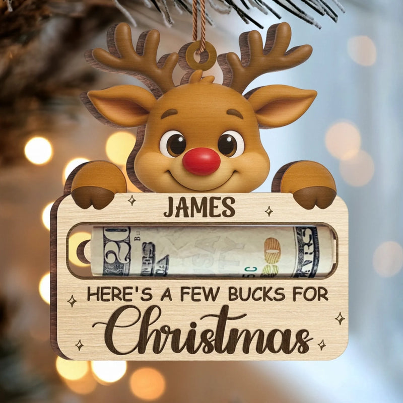 Custom Name Reindeer Christmas Money Gift - Personalized Ornament