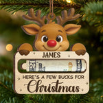 Custom Name Reindeer Christmas Money Gift - Personalized Ornament
