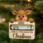 Custom Name Reindeer Christmas Money Gift - Personalized Ornament