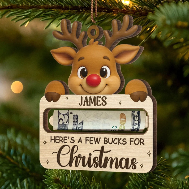 Custom Name Reindeer Christmas Money Gift - Personalized Ornament