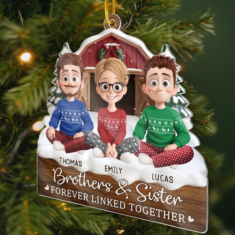 Custom Acrylic Ornament - Personalized Christmas Birthday Gifts For Brother, Sister - Warm Hearts Forever