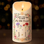 Custom Name Floral Friendship Gifts for Old Friends - Personalized LED Candle