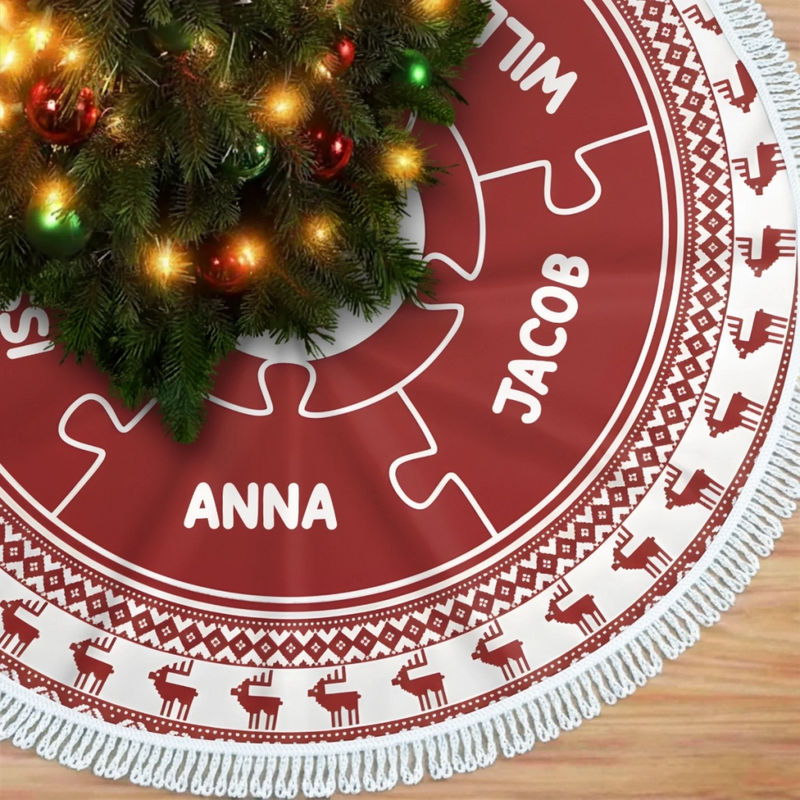 Custom Name Christmas Family Tree Decor - Personalized Tree Skirt