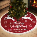 Custom Family Name Christmas Reindeer Decor - Personalized Tree Skirt