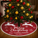 Custom Family Name Christmas Reindeer Decor - Personalized Tree Skirt