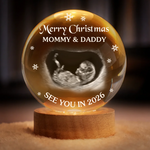 Custom Ultrasound Christmas Gifts for Expecting Parents - Personalized Crystal Globe Lamp