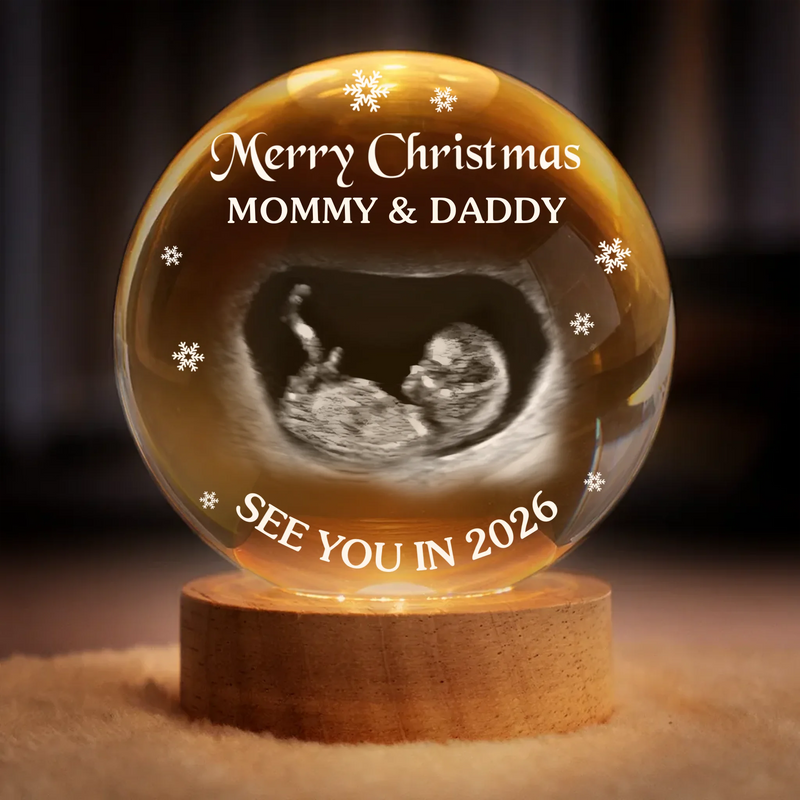 Custom Ultrasound Christmas Gifts for Expecting Parents - Personalized Crystal Globe Lamp