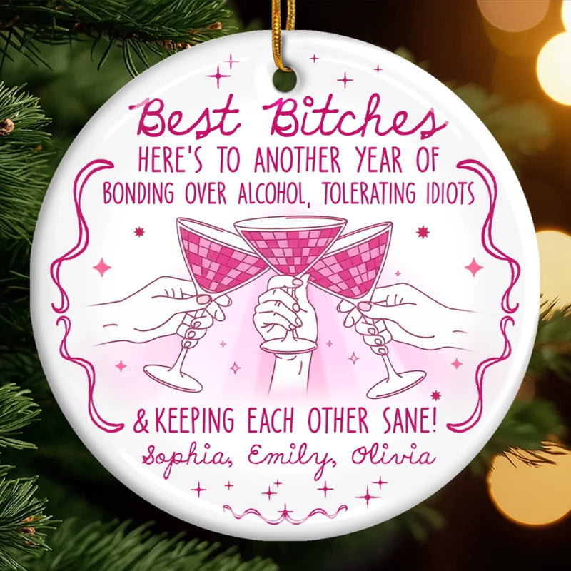 Custom Ceramic Ornament - Personalized Best Friend Christmas Birthday Gifts For Women, Besties, Sisters, BFF - Together We Spark Every Day