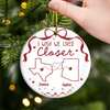 Custom Long Distance Ceramic Ornament - Personalized Best Friend Christmas Birthday Gifts For Women, Besties, Sisters, BFF - Hearts Connected Across The Miles