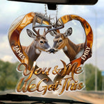 Custom Name Deer Couple Love Gifts - Personalized Car Ornament