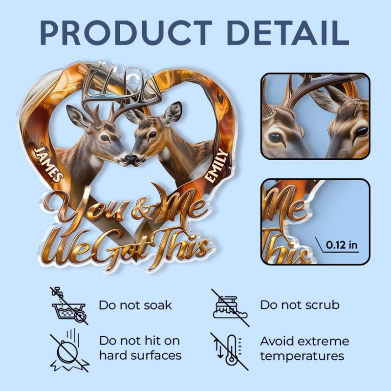 Custom Name Deer Couple Love Gifts - Personalized Car Ornament