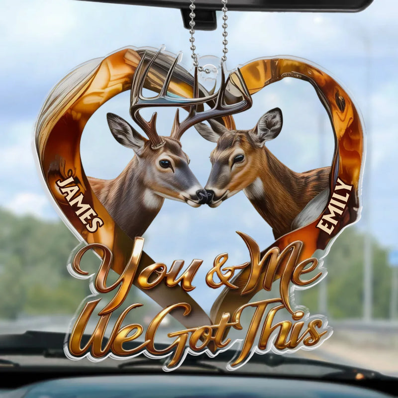 Custom Name Deer Couple Love Gifts - Personalized Car Ornament
