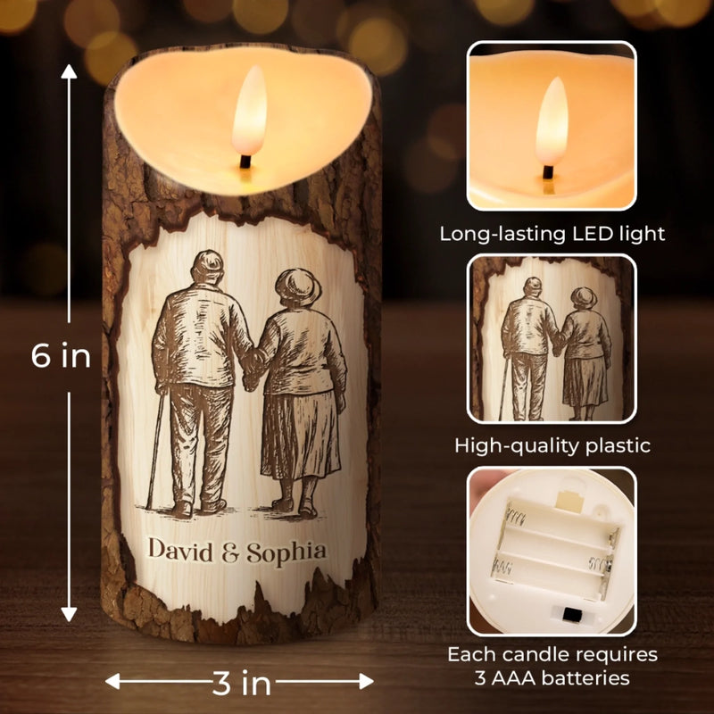 Custom LED Candle - Personalized Anniversary Wedding Gifts For Husband And Wife, Him And Her - Our Love Lights On