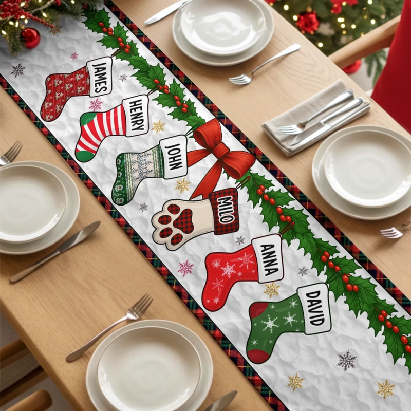 Custom Table Runner - Personalized Christmas Birthday Gifts For Mom, Dad, Brother, Sister, Kids - Together We Make Christmas Glow