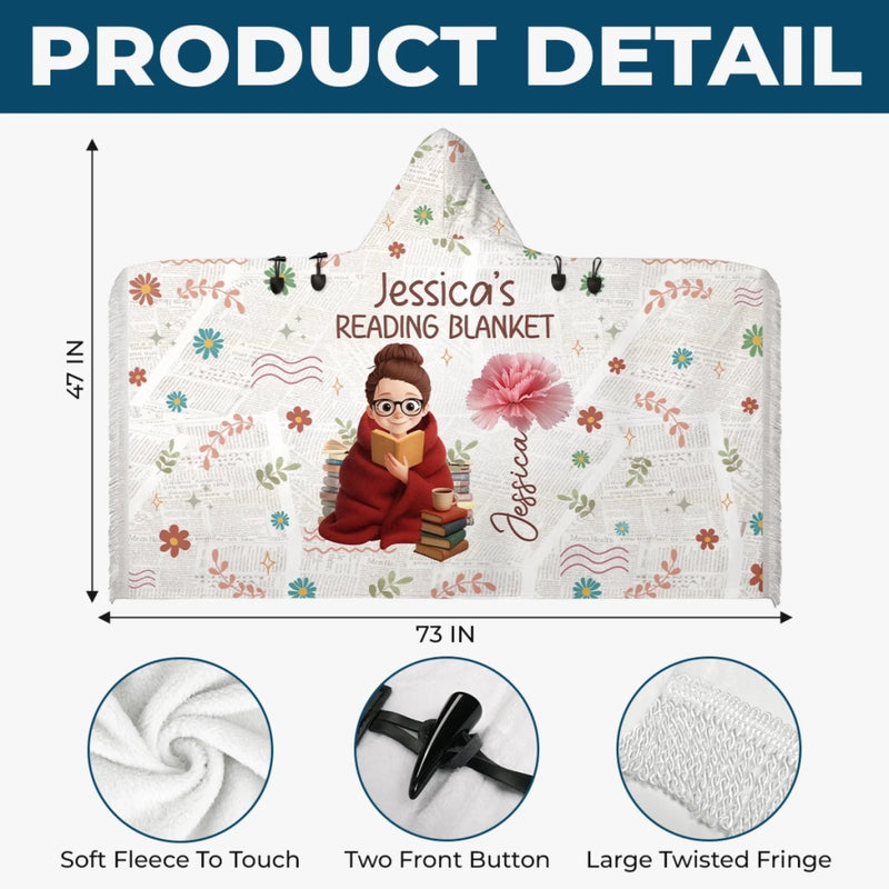 Custom Name Reading Gifts for Book Lovers - Personalized Poncho Blanket