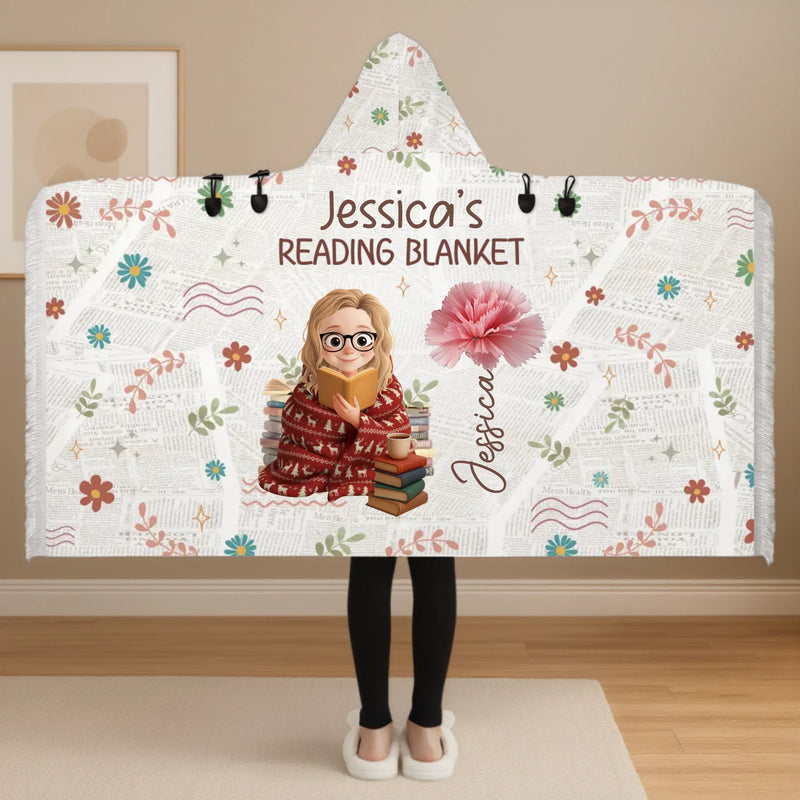 Custom Name Reading Gifts for Book Lovers - Personalized Poncho Blanket