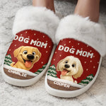 Custom Name Christmas Gifts for Dog Moms - Personalized Slippers With Fur Lining
