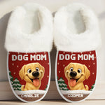 Custom Name Christmas Gifts for Dog Moms - Personalized Slippers With Fur Lining