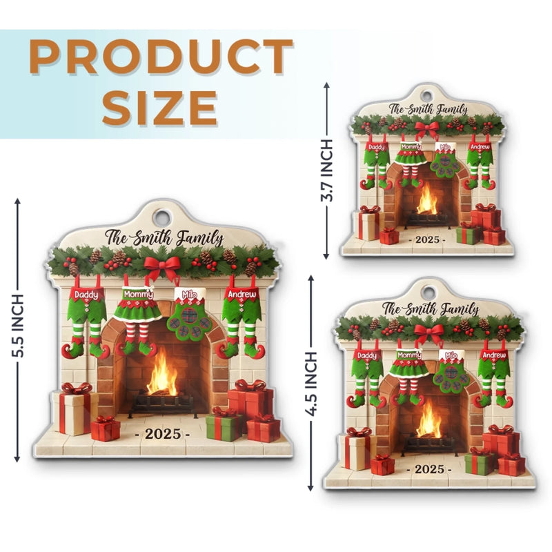Custom Name Christmas Fireplace Family Gifts - Personalized Ornament