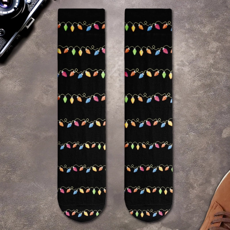 Custom Crew Socks - Personalized Christmas Birthday Gifts For Women, Men - Movie Time, Holiday Edition