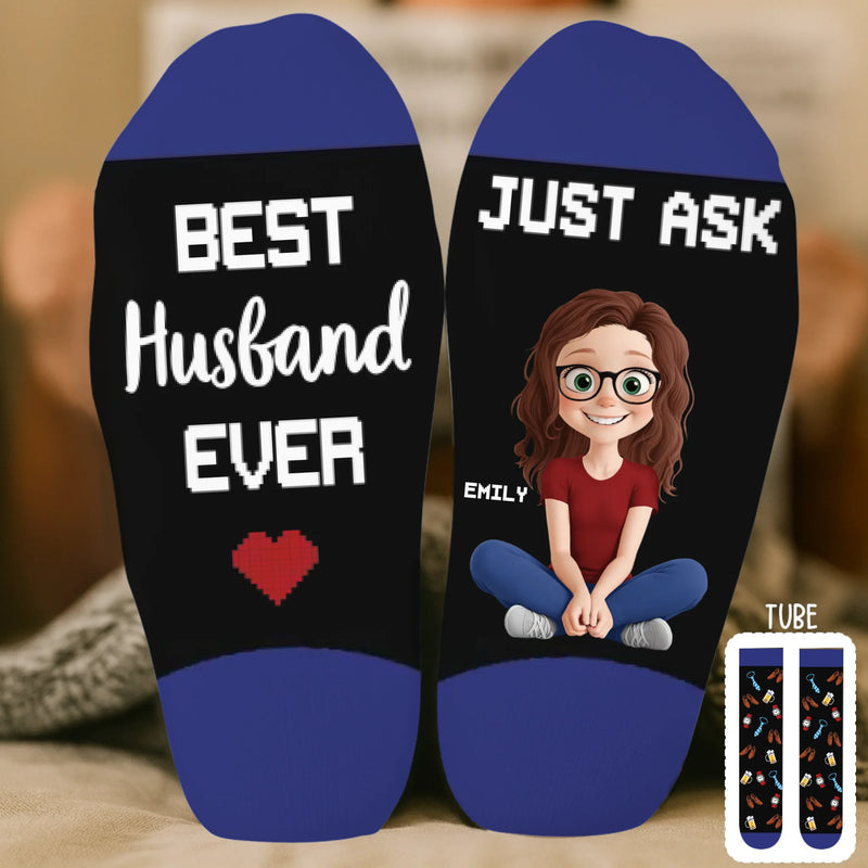 Custom Crew Socks - Personalized Anniversary Wedding Gifts For Husband And Wife, Him And Her - Wife’s Favorite Human