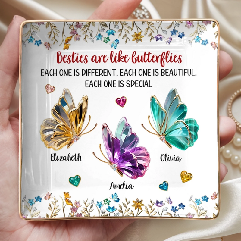 Custom Name Butterfly Bestie Gifts - Personalized Full-print Jewelry Dish