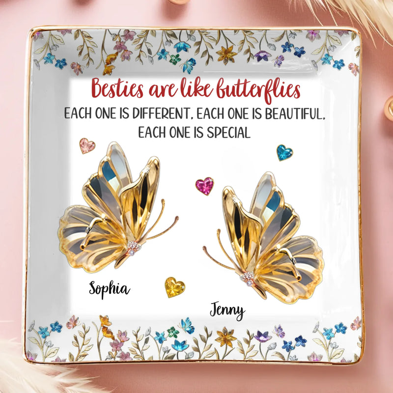 Custom Name Butterfly Bestie Gifts - Personalized Full-print Jewelry Dish