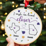 Custom Name Long Distance Christmas Gifts - Personalized Embroidered Ornament