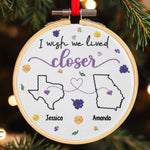 Custom Name Long Distance Christmas Gifts - Personalized Embroidered Ornament