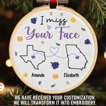 Custom Name Long Distance Christmas Gifts - Personalized Embroidered Ornament