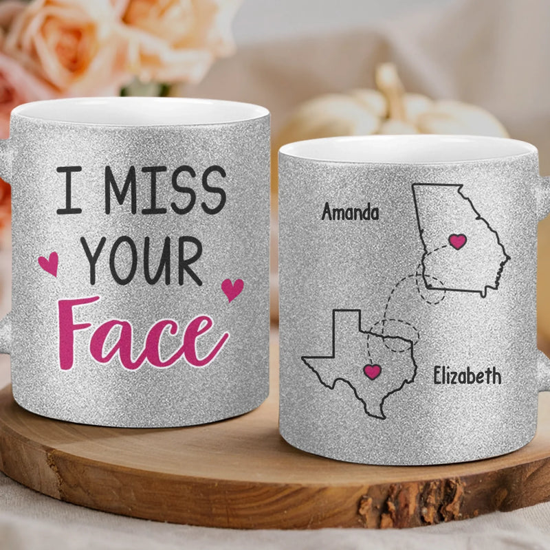 Custom Name Long Distance Friendship Gifts - Personalized Glitter Matte Mug